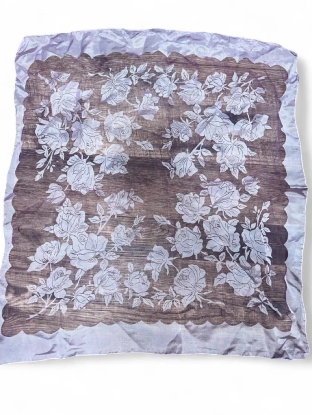 Lightweight Lavender Floral Silky Scarf for Women